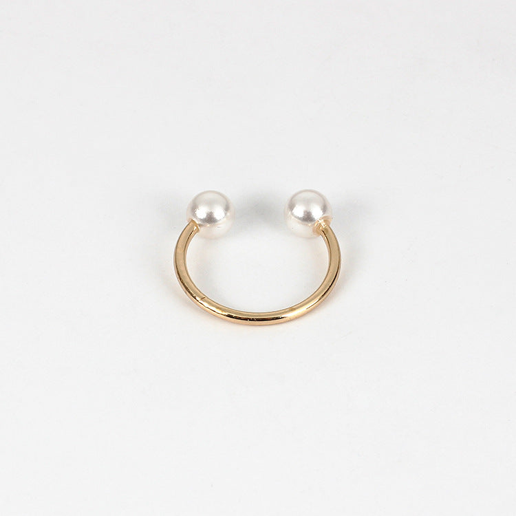 925 Sterling Silver Pearl Open Ring Double Pearl Adjustable Ring for Women Girls by SHOMICOBOUTIQUE