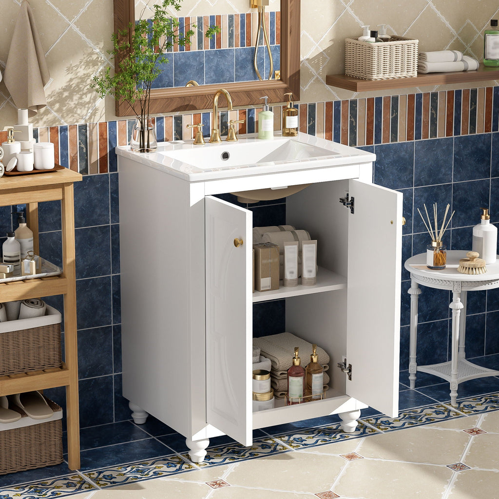 Bathroom Vanity With Ornate Elliptical Motif, Soft Close Hinges by Unique Piece Furniture