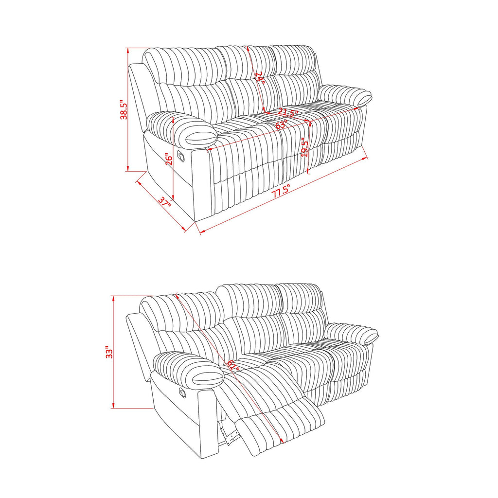 Brenda - Sofa With Manual Recline Function by Unique Piece Furniture