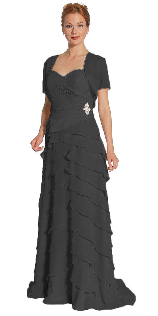 CLEARANCE - Juliet 1044 Spaghetti Strap Chiffon Formal Dress Multi Ruffle Hem (Size 3XL) by DiscountDressShop