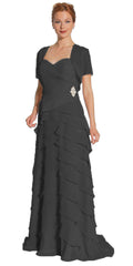 CLEARANCE - Juliet 1044 Spaghetti Strap Chiffon Formal Dress Multi Ruffle Hem (Size 3XL) by DiscountDressShop