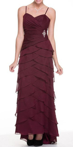 CLEARANCE - Juliet 1044 Spaghetti Strap Chiffon Formal Dress Multi Ruffle Hem (Size 4XL) by DiscountDressShop