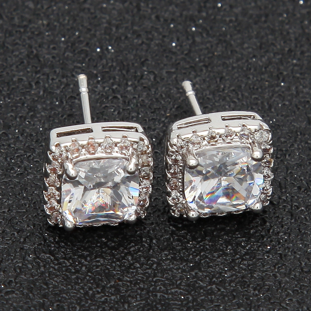Hip Hop Four-Prong Black Zircon Earrings by nowadaysfashion