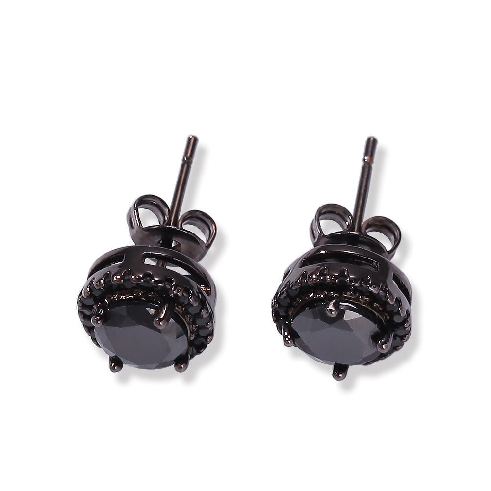 Hip Hop Four-Prong Black Zircon Earrings by nowadaysfashion
