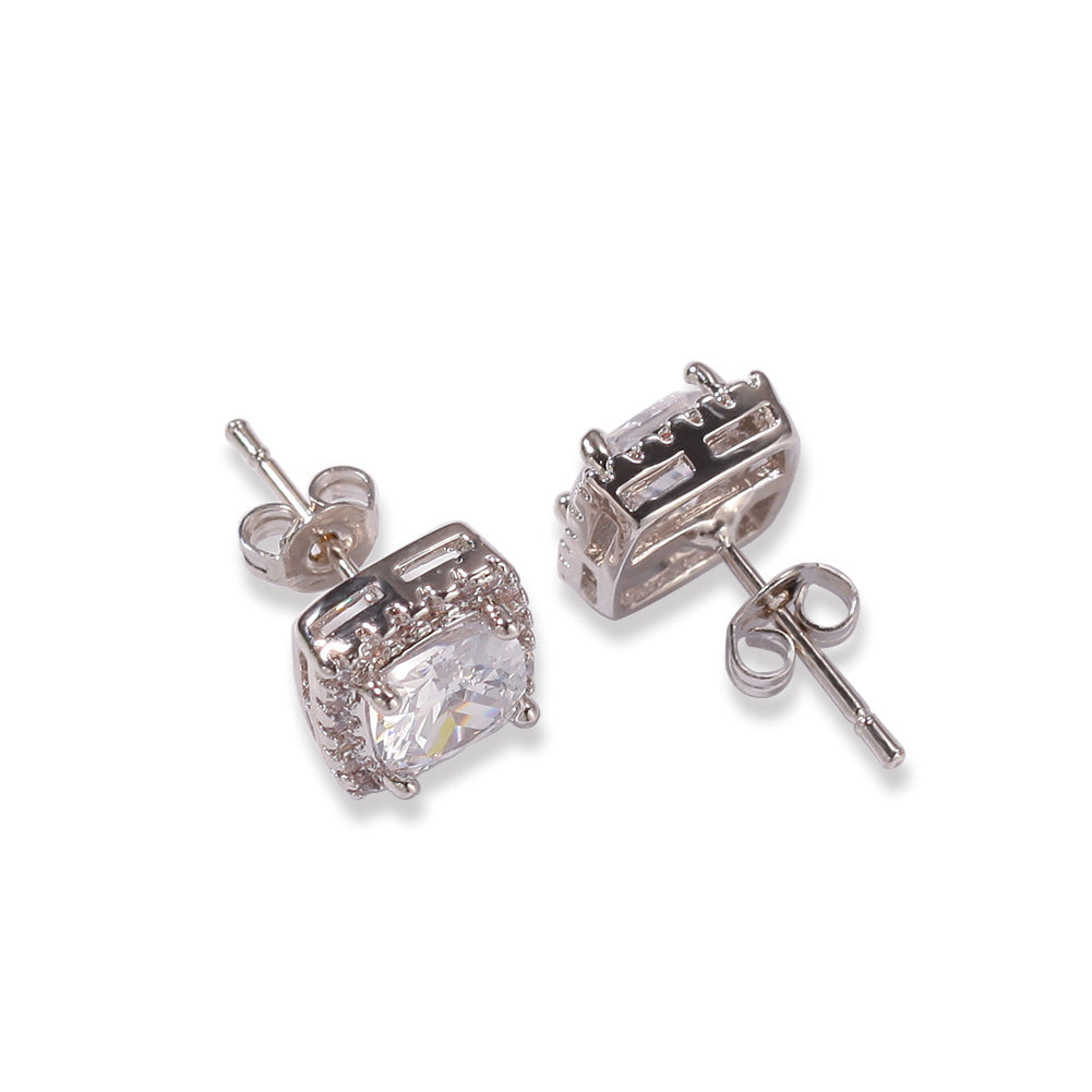 Hip Hop Four-Prong Black Zircon Earrings by nowadaysfashion