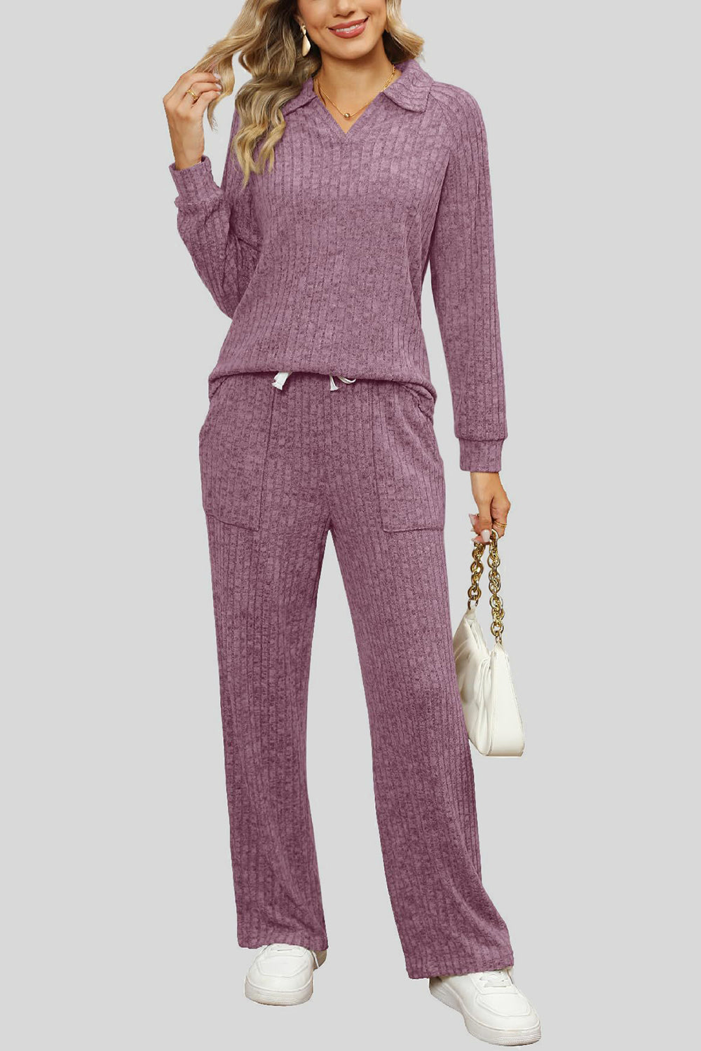 Ribbed Long Sleeve Top and Pocketed Pants Set by Wild and Free Boutique
