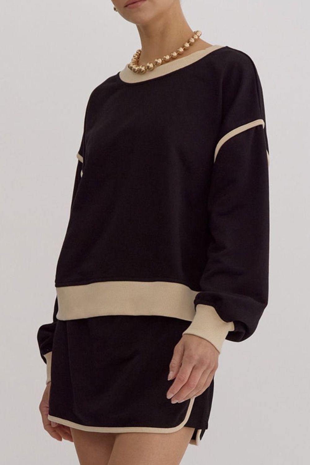 Contrast Trim Round Neck Top and Skort Set by Wild and Free Boutique