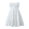 Pure Dignified White Dress Summer Lady Square Collar Mid Length Dress Women by Ragazza