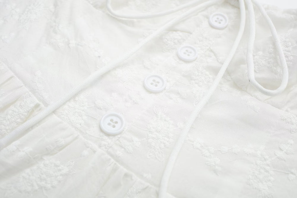Pure Dignified White Dress Summer Lady Square Collar Mid Length Dress Women by Ragazza