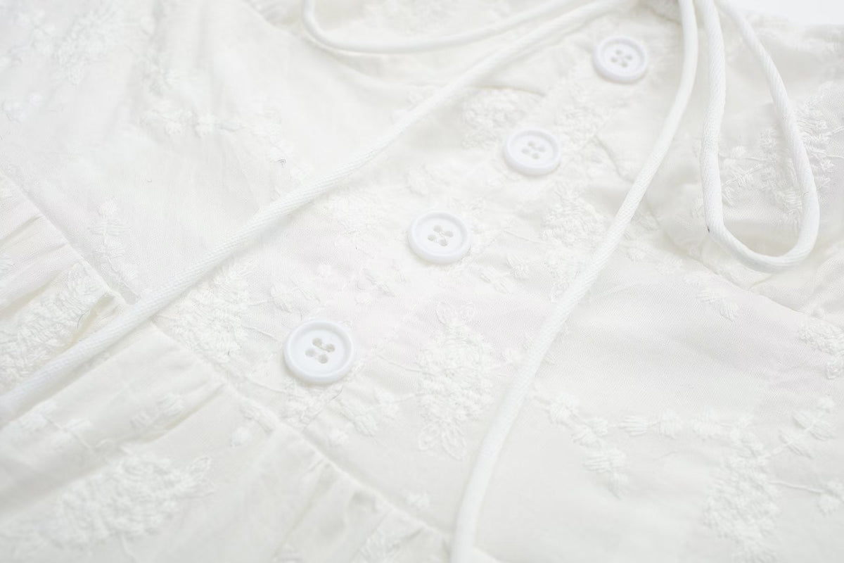 Pure Dignified White Dress Summer Lady Square Collar Mid Length Dress Women by Ragazza