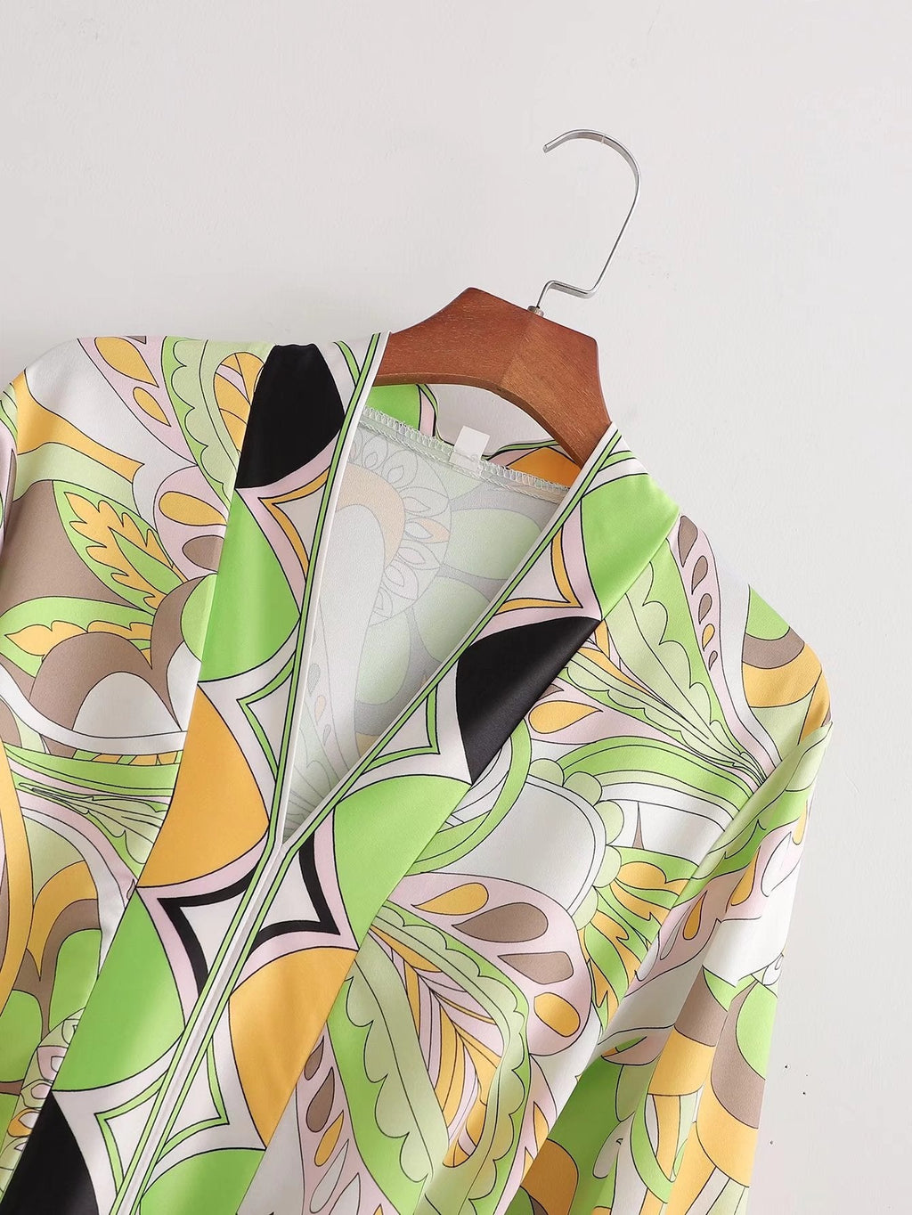 Sources Vintage Printed V neck Waist Controlled Long Sleeves Mid Length Dress Spring Summer Plus Size Slimming Dress by Ragazza