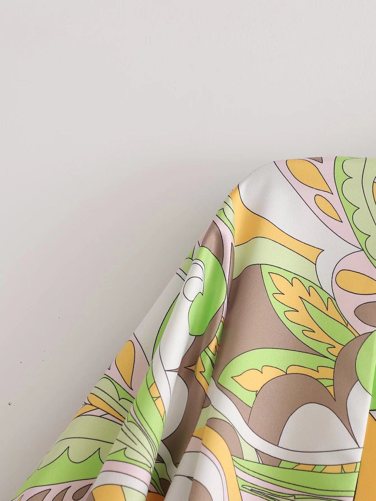Sources Vintage Printed V neck Waist Controlled Long Sleeves Mid Length Dress Spring Summer Plus Size Slimming Dress by Ragazza