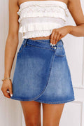 Ashleigh Blue Wrapped Crossed Waist Denim Mini Skirt by Wild and Free Boutique