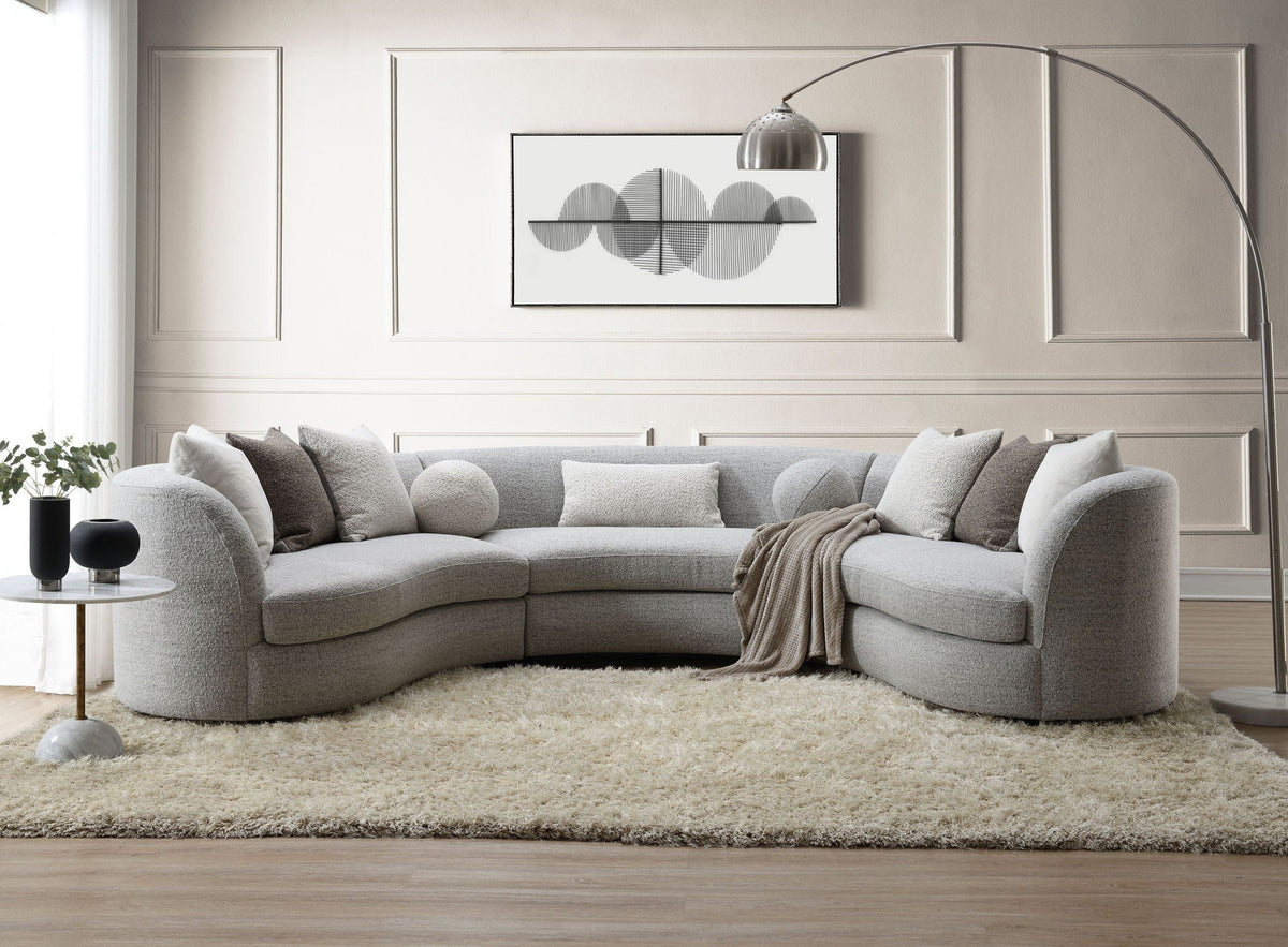 Ivria - Boucle Sectional Sofa With 9 Pillows - Gray by Unique Piece Furniture