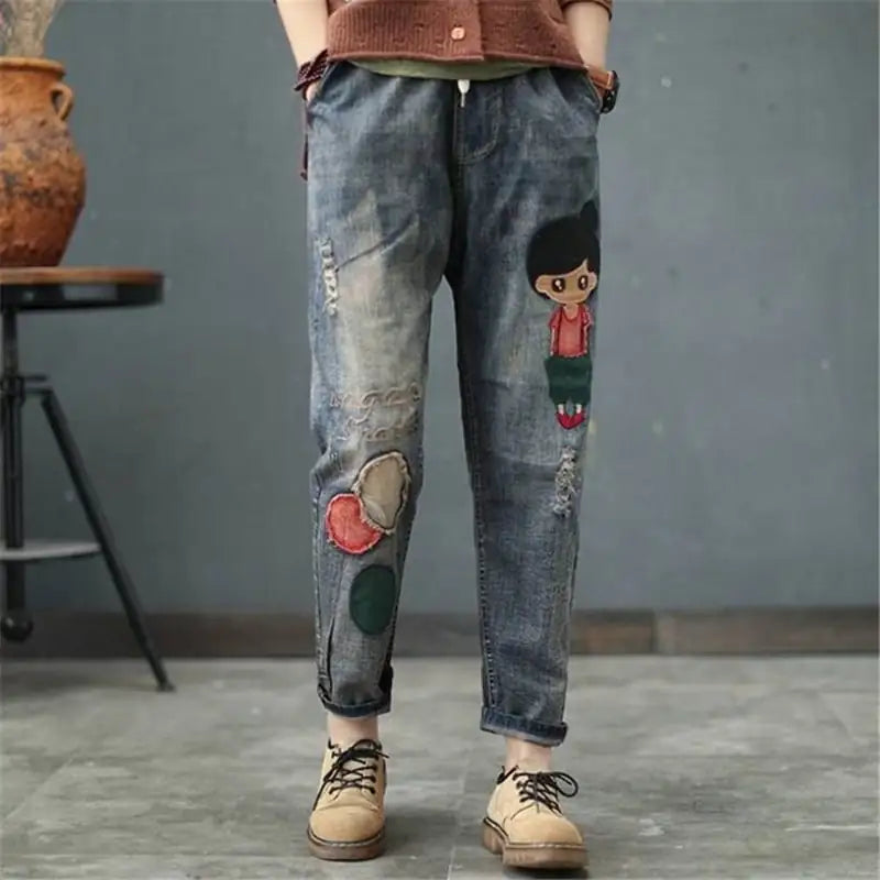 Comfortable Women's Wide Leg Jeans with Elastic Waist by Trendy Attic Store01