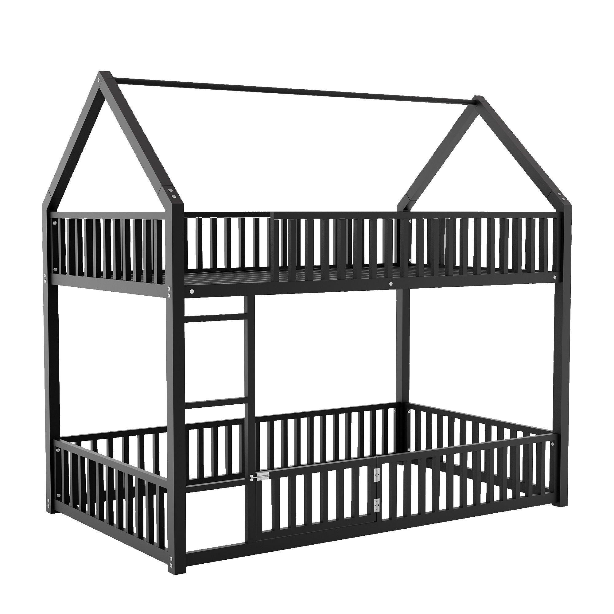 Metal House Bunk Bed With Fence And Door by Unique Piece Furniture