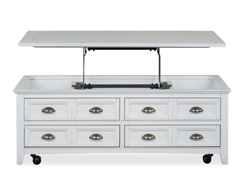 Heron Cove - Lift Top Storage Cocktail Table With Casters - Chalk White by Unique Piece Furniture