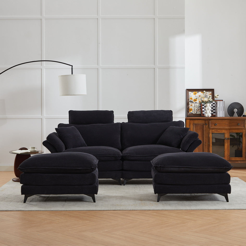 Modern Deep Seat Sectional Sofa With Ottoman by Unique Piece Furniture