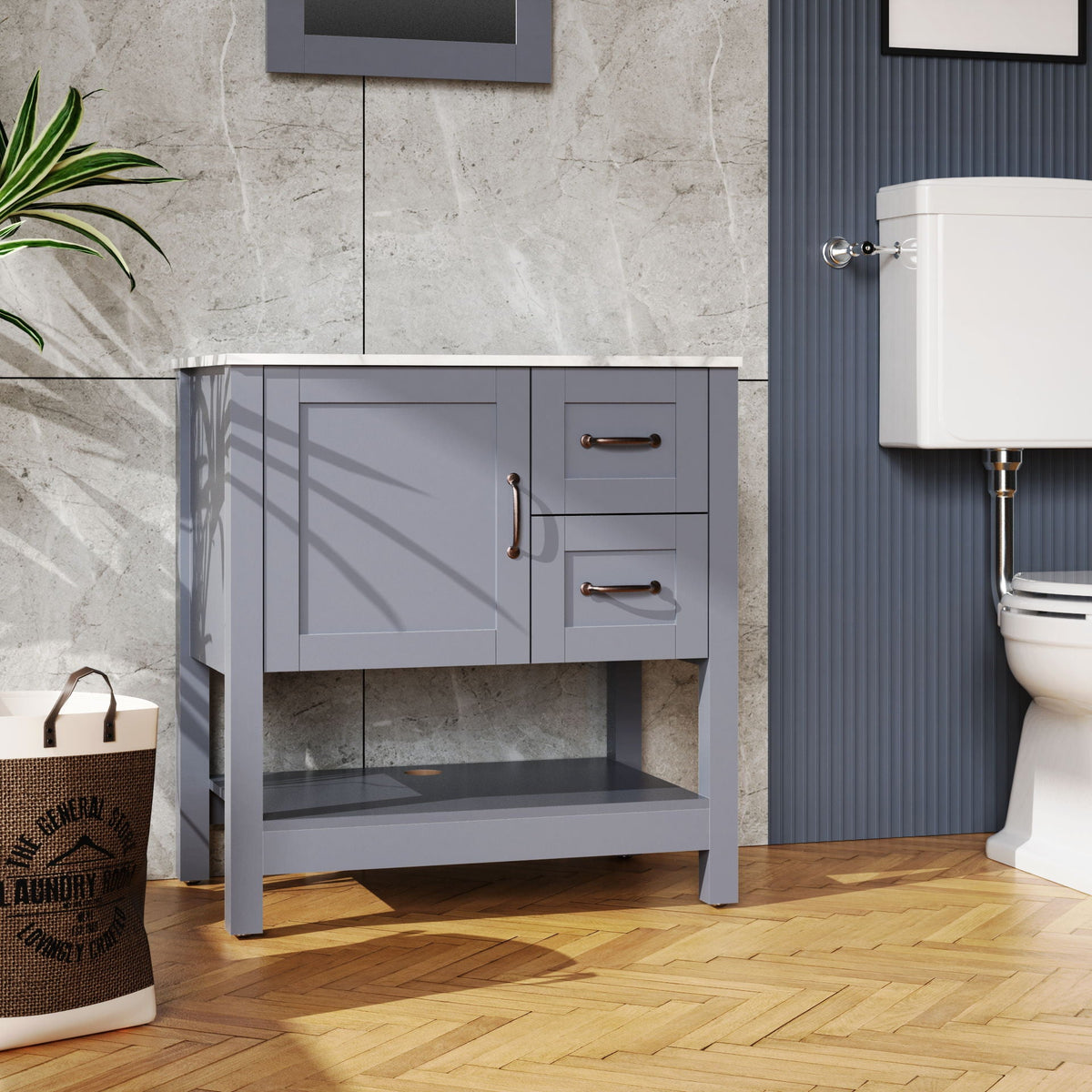 Bathroom Vanity With Mirror And Top Only - Gray by Unique Piece Furniture