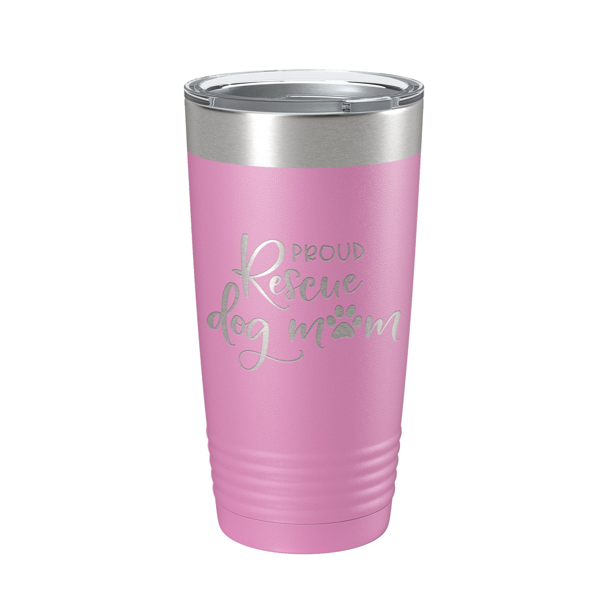 Proud Rescue Mom Tumbler Dog Travel Mug Gift Insulated Laser Engraved Coffee Cup 20 oz by CarveBright