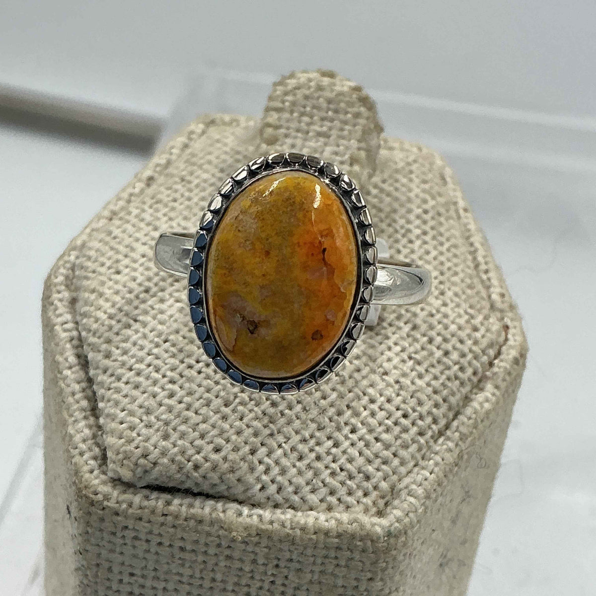 Sterling Silver Oval Bumblebee Jasper Ring - Size 9 - Joy, Strength, & Personal Power by Sacred Crystals