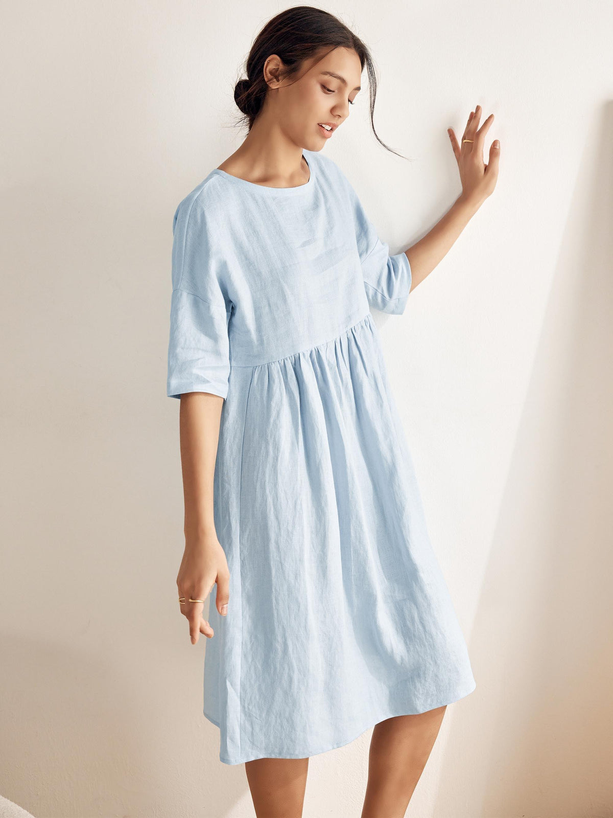 100% Linen A-Line Midi Dress VALENCIA by LINTICO
