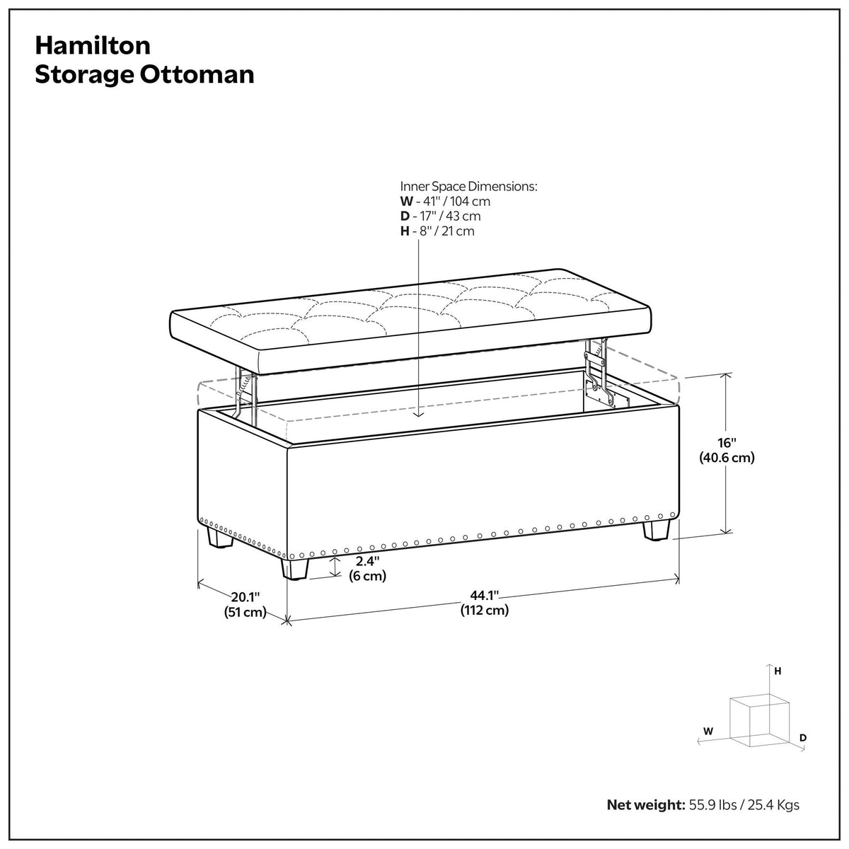 Hamilton - Upholstered Lift Top Rectangular Storage Ottoman by Unique Piece Furniture