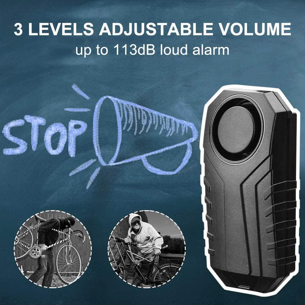 113dB Wireless Vibration Motion Sensor Waterproof Bike Alarm with Remote by DailySale