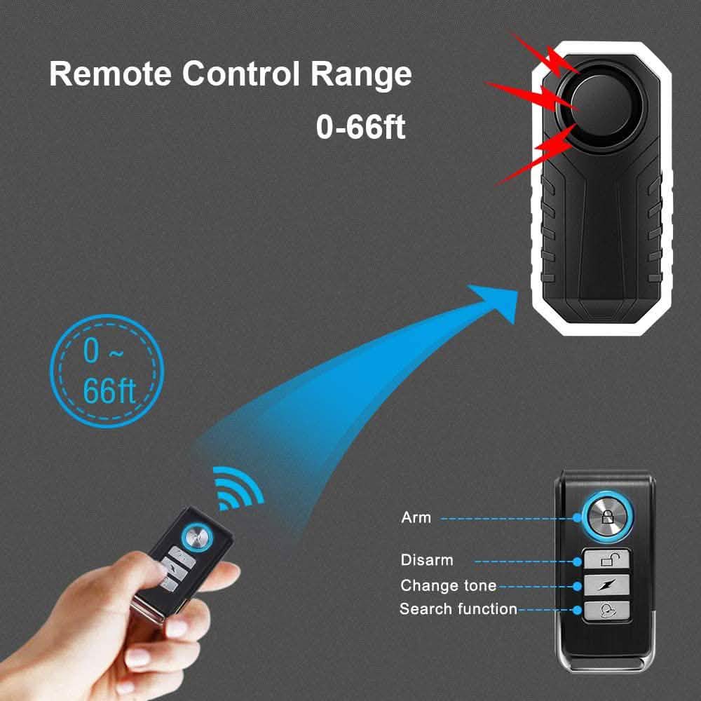 113dB Wireless Vibration Motion Sensor Waterproof Bike Alarm with Remote by DailySale