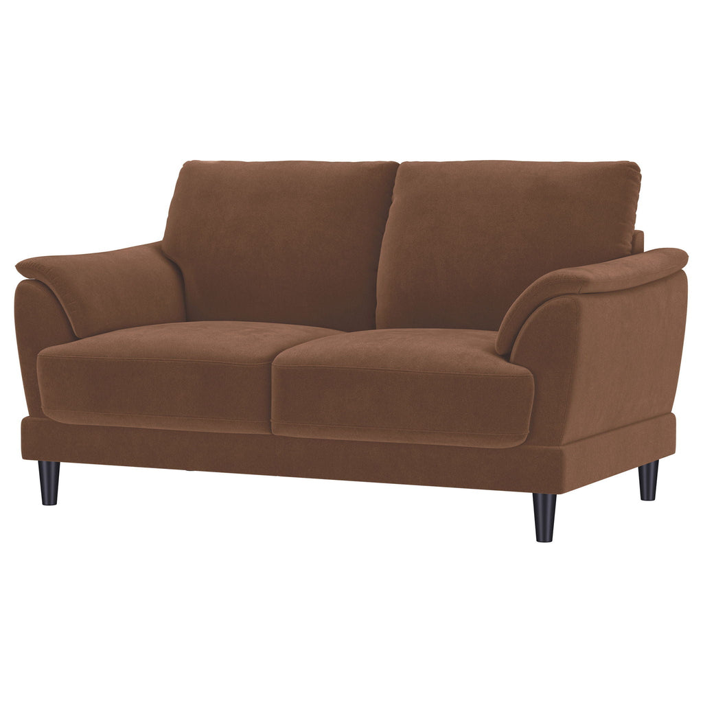 Selma Velvet Upholstered Crescent Arm Loveseat Rust by Unique Piece Furniture