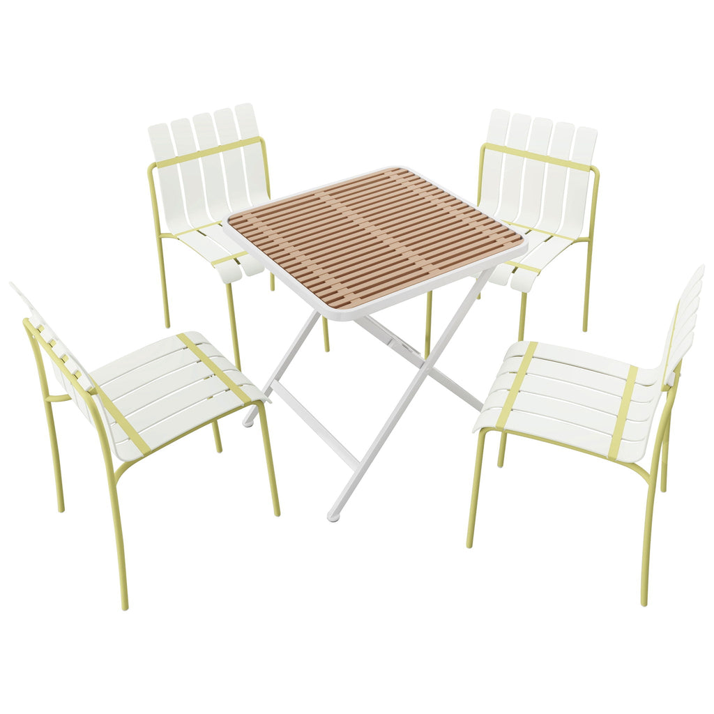 4 Piece Set Of Modern Color Block Designed Single Chairs With Folding Square Table by Unique Piece Furniture