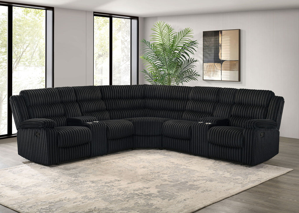 Atkinson Upholstered Reclining Sectional Sofa Black by Unique Piece Furniture