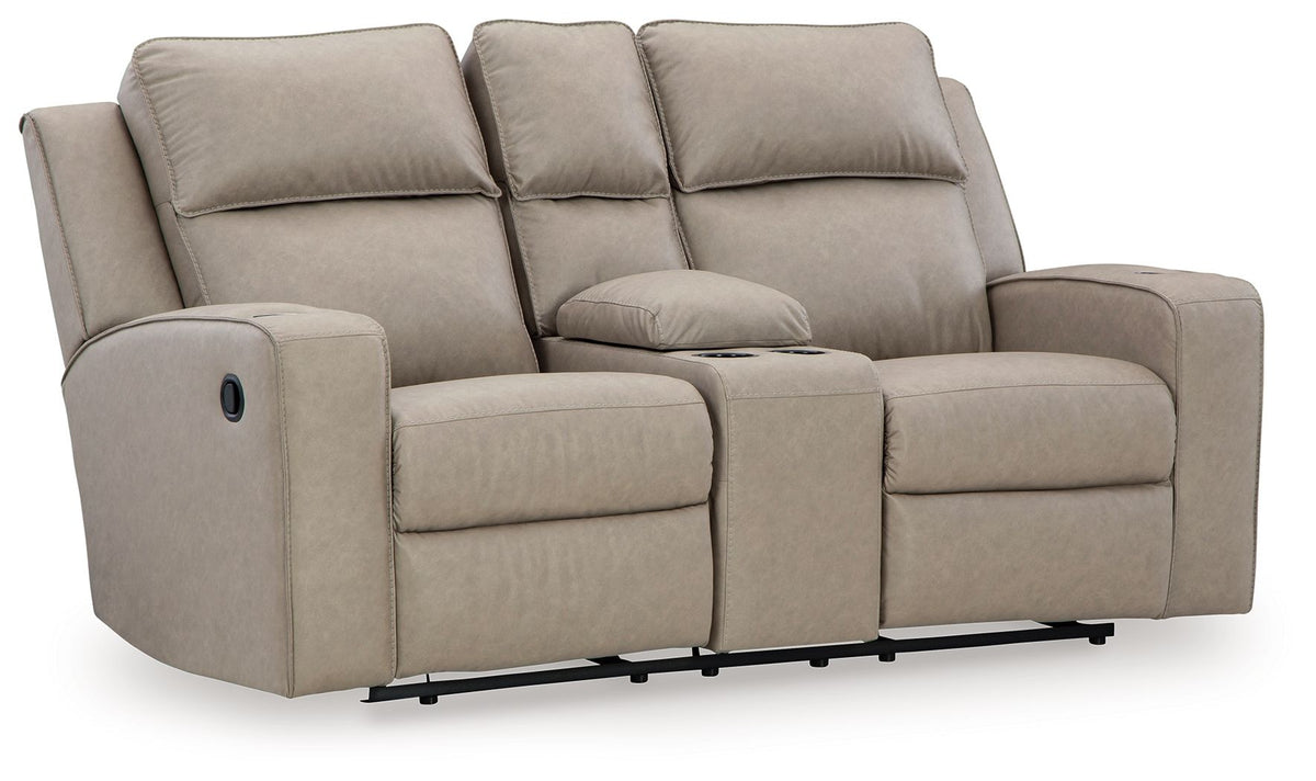 Lavenhorne - Dbl Rec Loveseat W/Console - Pebble by Unique Piece Furniture