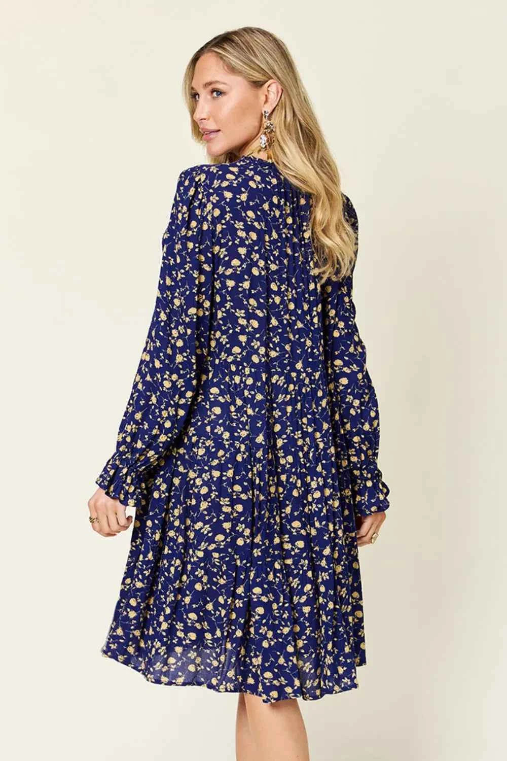 Double Take Full Size Printed Ruffle Hem Long Sleeve Tiered Dress by Wild and Free Boutique