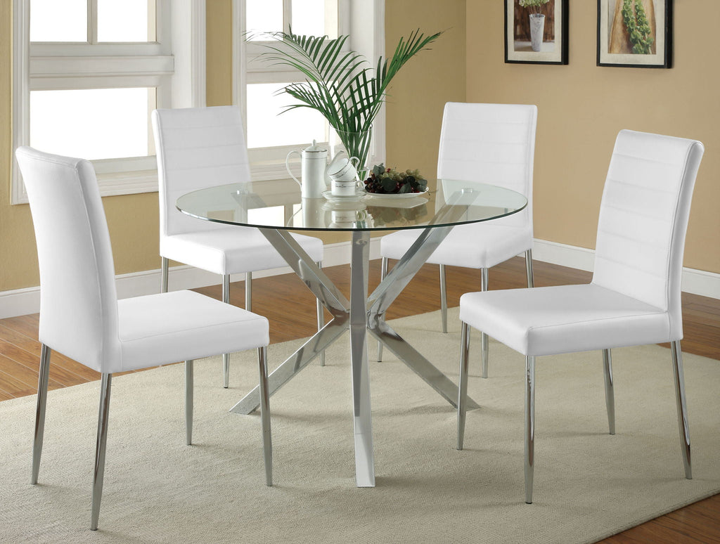 Vance Round 41-inch Glass Top Asterisk Dining Table Chrome by Unique Piece Furniture