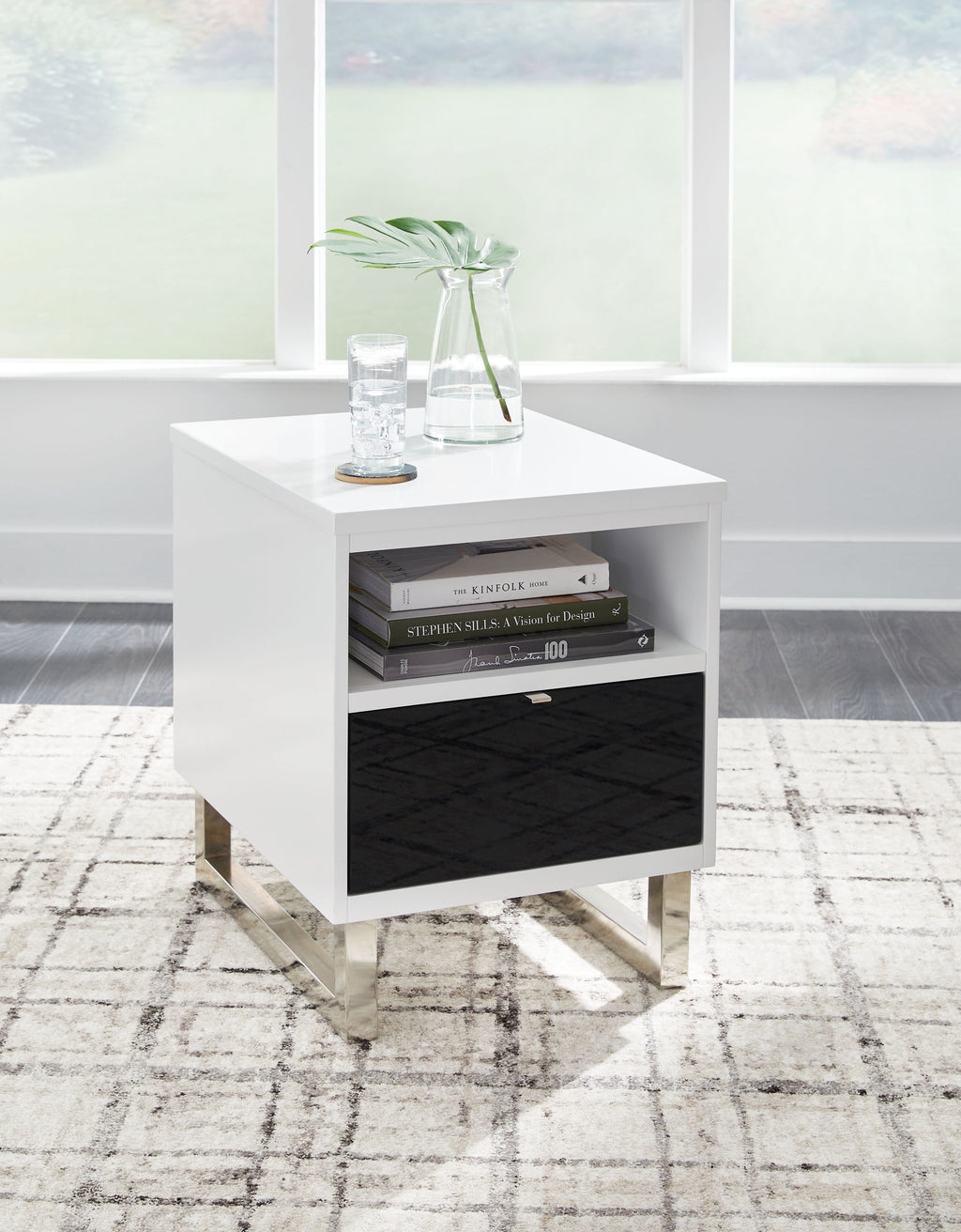 Gardoni - Chair Side End Table - White / Black by Unique Piece Furniture
