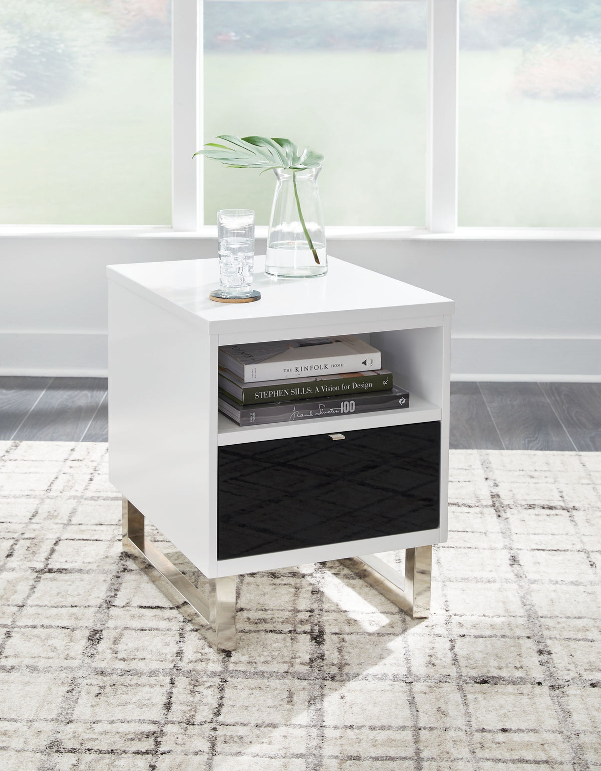 Gardoni - Chair Side End Table - White / Black by Unique Piece Furniture