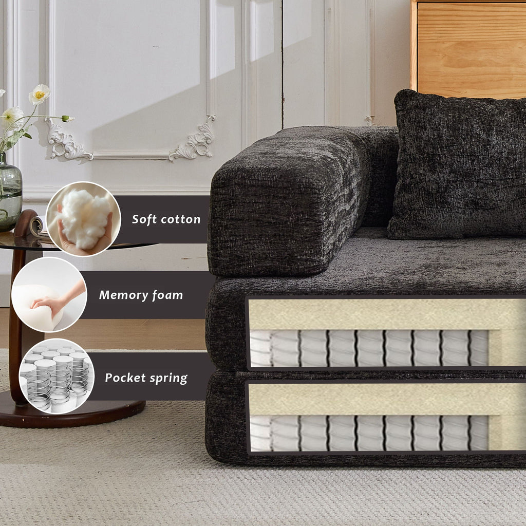 Convertible Floor Sofa Bed With Fixed Shape Frame For Living Room by Unique Piece Furniture