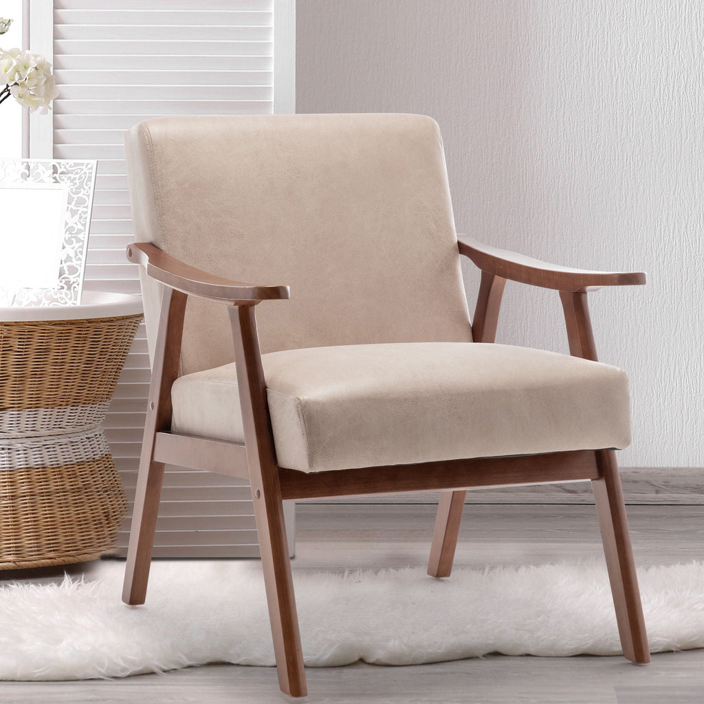 Mid Century Modern Accent Chair With Solid Wood Frame And Extra Thick Backrest by Unique Piece Furniture