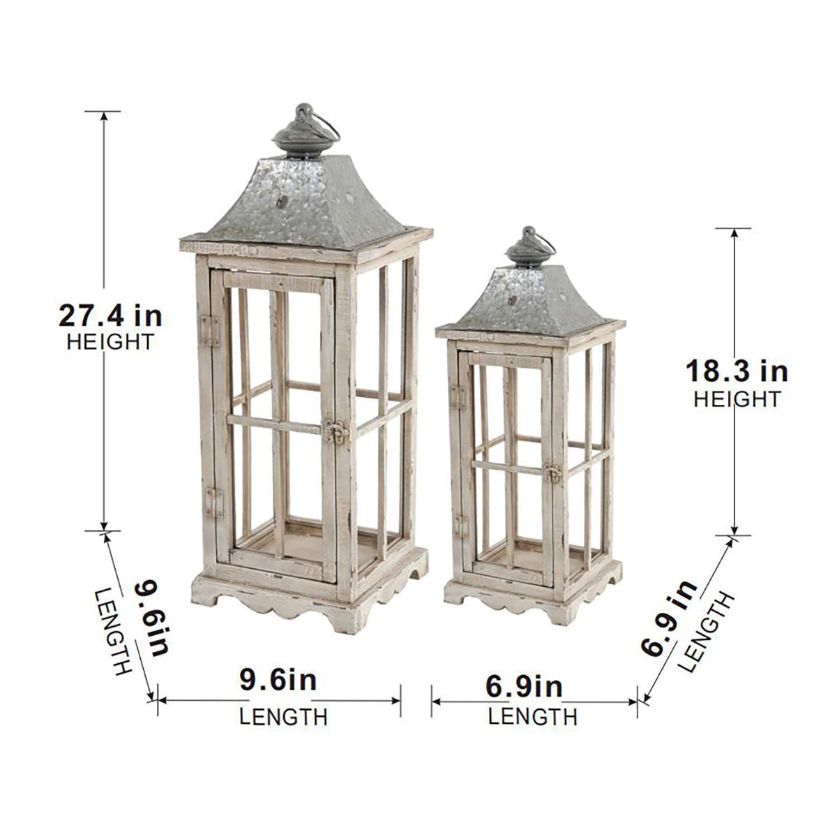 Wooden Candle Lantern Decorative, Hurricane Lantern Holder Decor For Indoor Outdoor, Home Garden - Ivory by Unique Piece Furniture