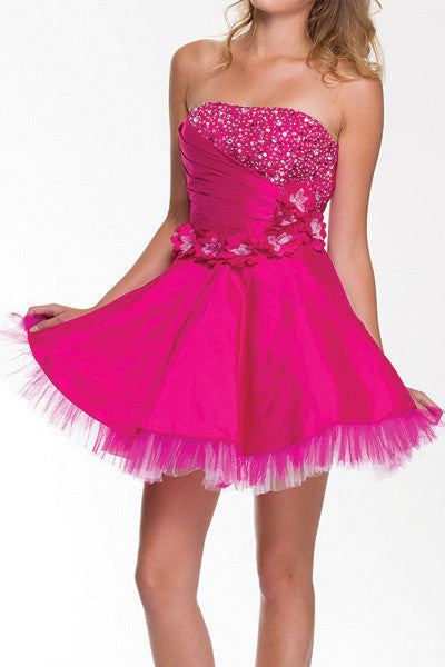 CLEARANCE - Juliet 1213 Lace Up Back Dress Short A-Line Strapless (Size XL) by DiscountDressShop