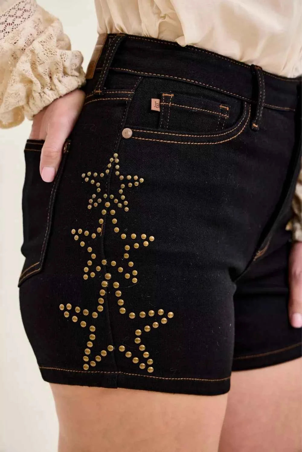 Judy Blue High Waist Slim Denim Short with Star Studded by Wild and Free Boutique
