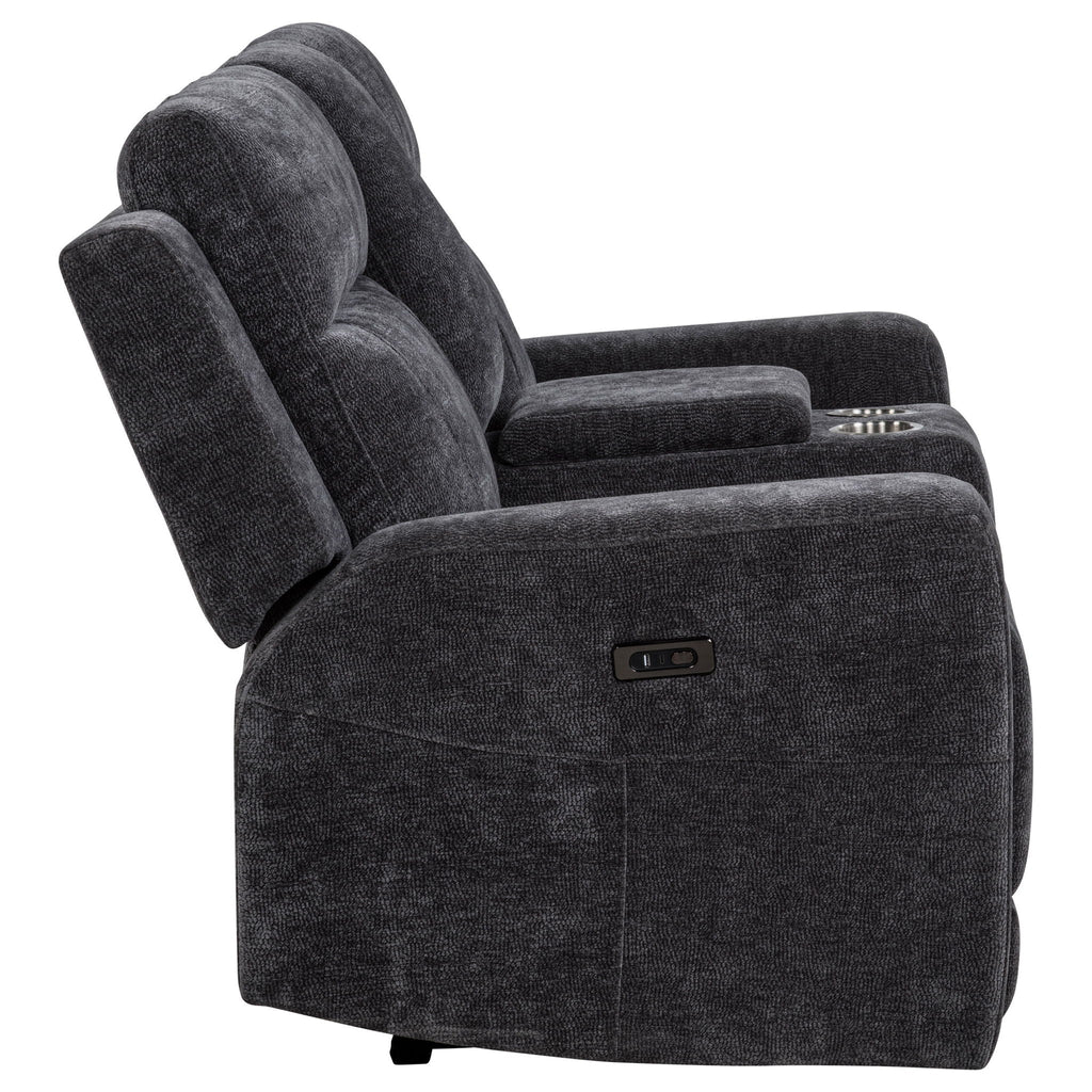 Kennett Chenille Upholstered Power Reclining Loveseat Grey by Unique Piece Furniture