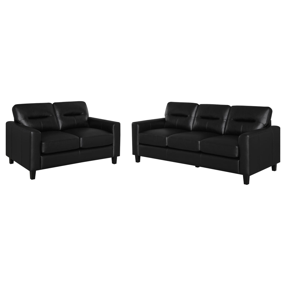 Scotland 2-piece Faux Leather Upholstered Sofa Set Black by Unique Piece Furniture