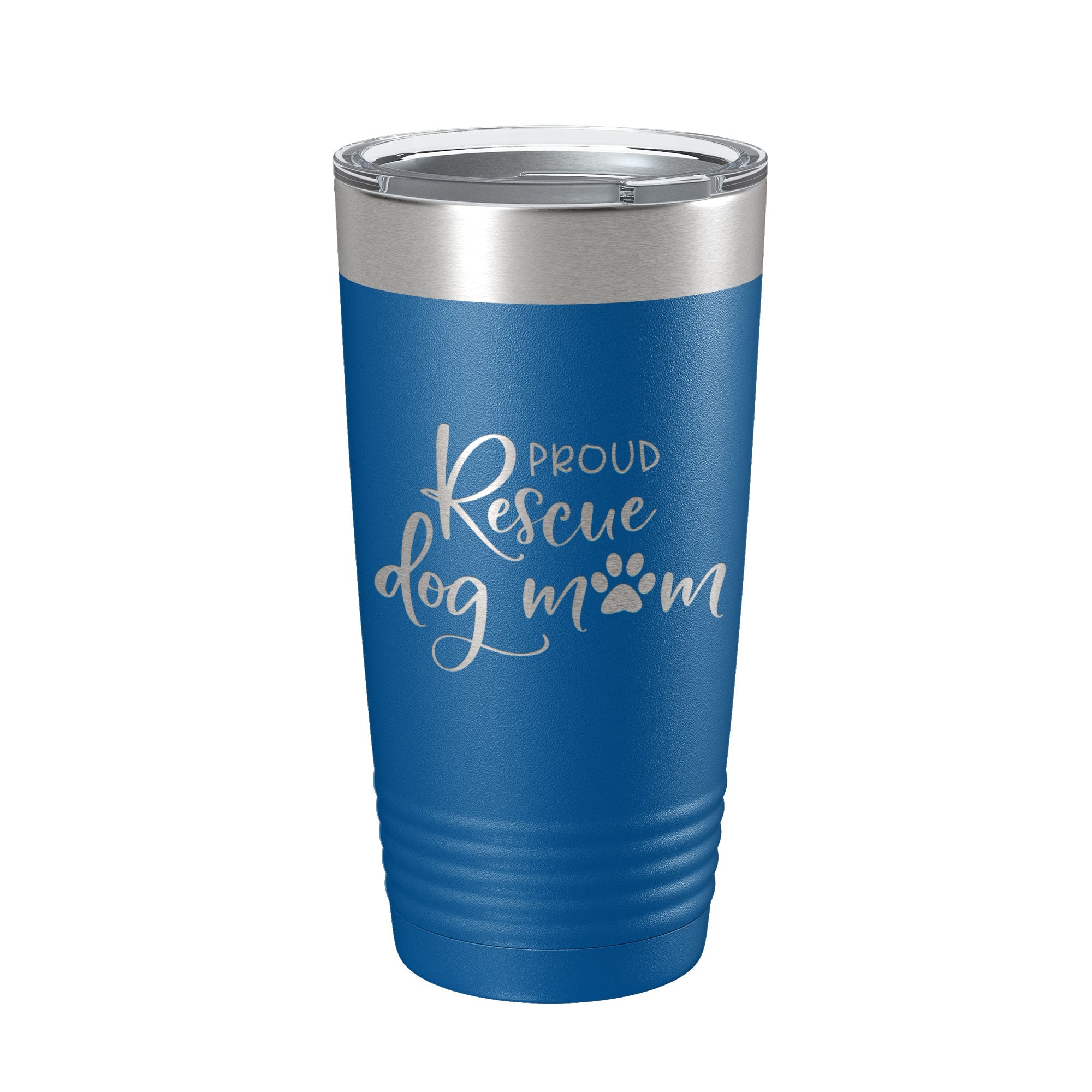 Proud Rescue Mom Tumbler Dog Travel Mug Gift Insulated Laser Engraved Coffee Cup 20 oz by CarveBright