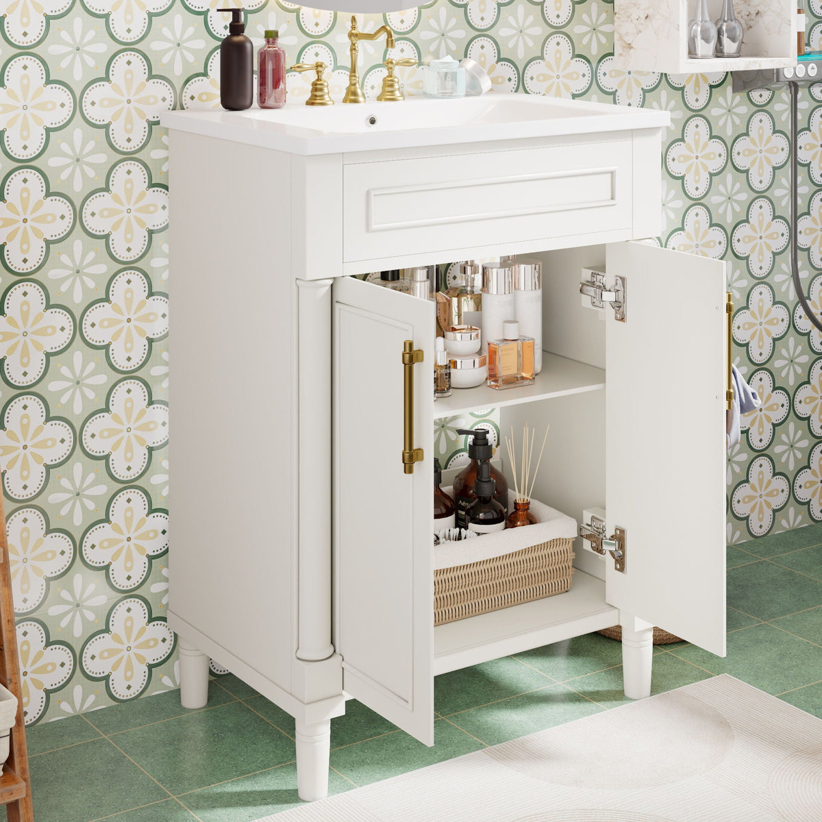Bathroom Vanity With Integrated Sink, 2 Door Cabinet, Single Sink For Small To Medium Bathrooms by Unique Piece Furniture