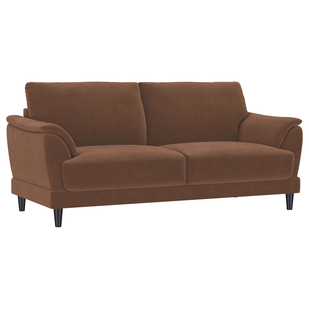 Selma Velvet Upholstered Crescent Arm Sofa Rust by Unique Piece Furniture