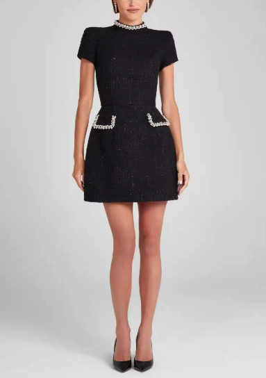 Elegant Slim Slimming round Neck Beaded Classic Dress Women by Ragazza