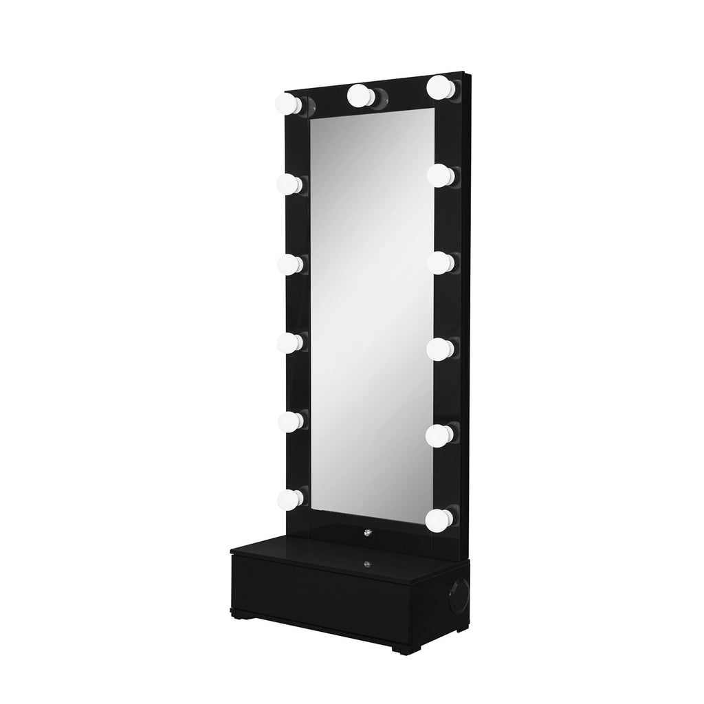 Elisa - Narrow Tall Mirror With Speaker And Drawer by Unique Piece Furniture