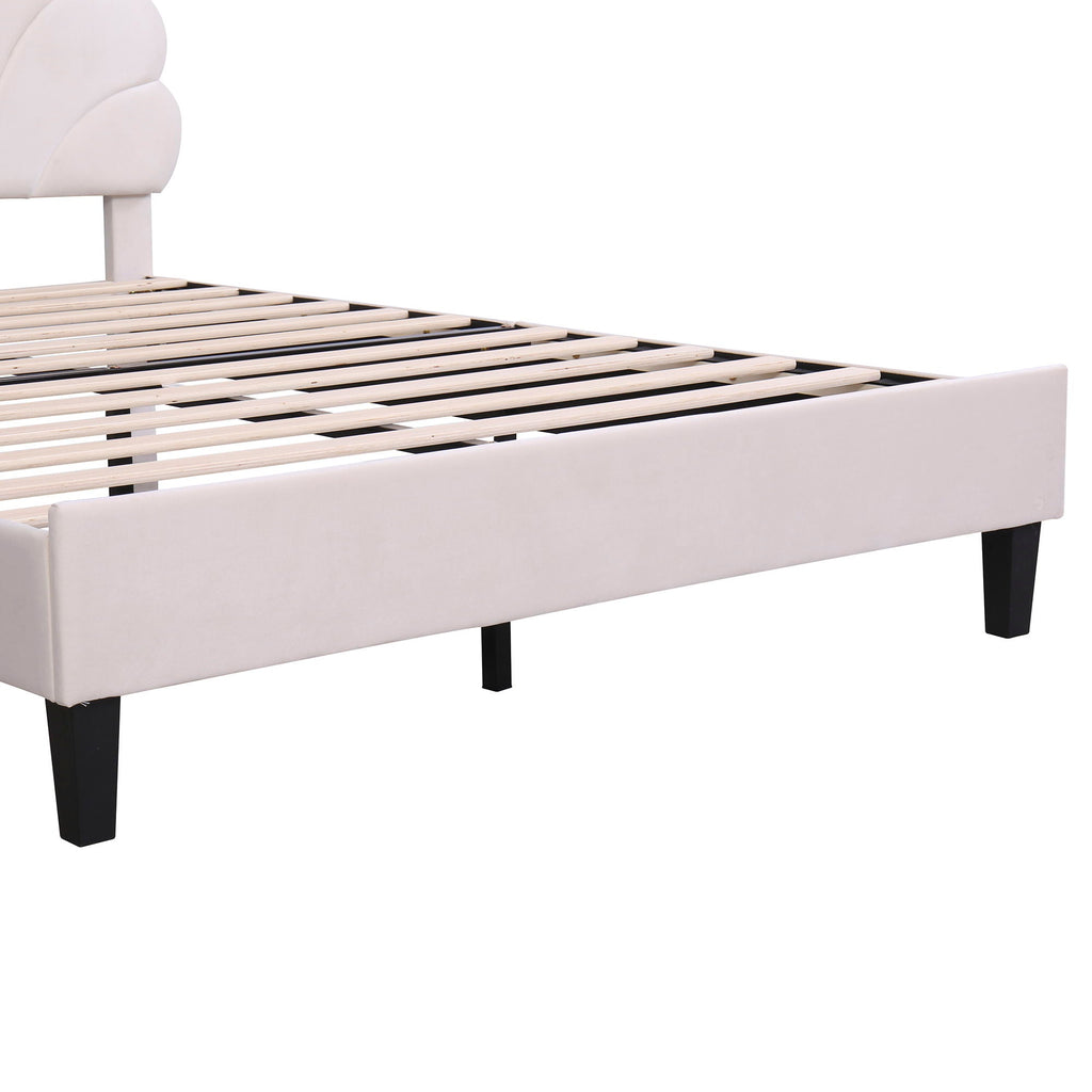 Upholstered Platform Bed With Flower Pattern Headboard by Unique Piece Furniture